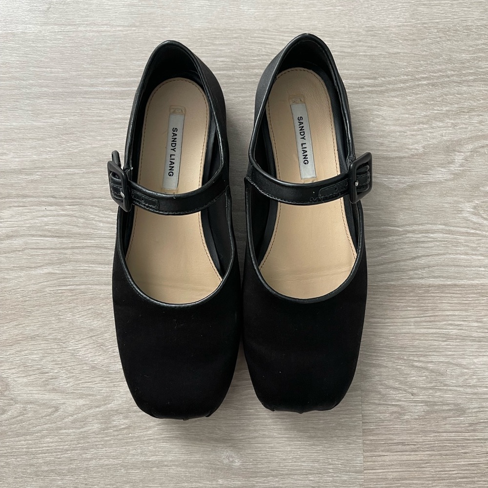 [SOLD] Sandy Liang Mary Jane Pointe in black satin